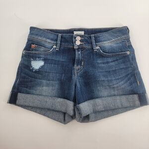 Hudson Jeans Womens Denim Distressed Cuffed Shorts Size 26 Blue